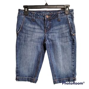 Decree Blue Jean Denim Flap Back Pocket Bermuda Long Shorts Size 3